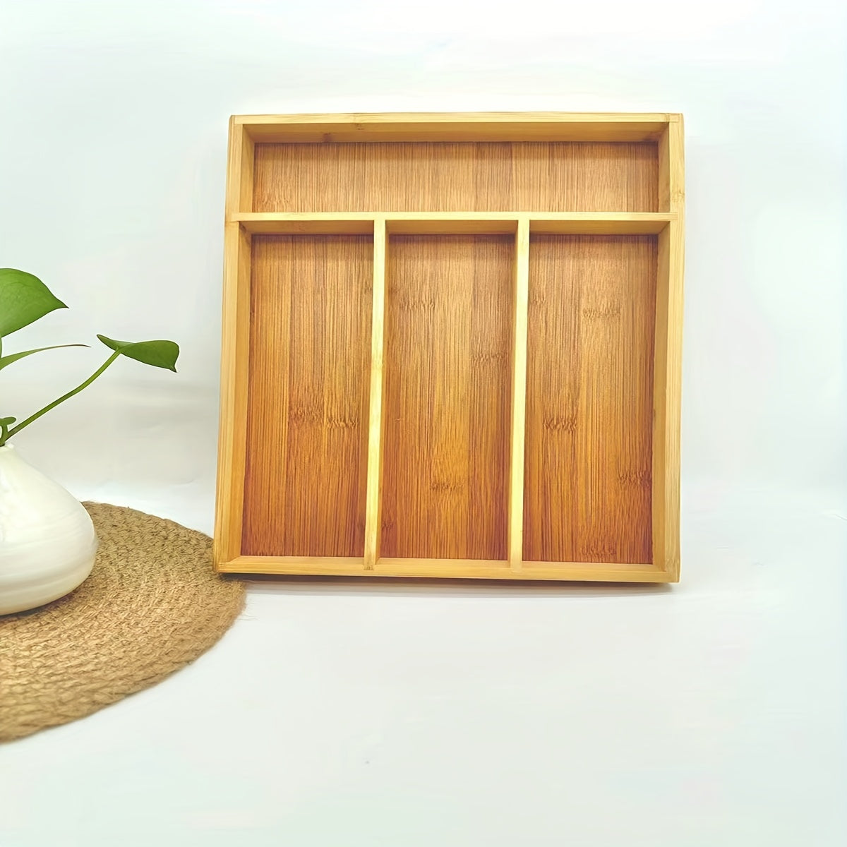 Bamboo Cutlery Drawer Divider Box for Forks Spoons Knives and Chopsticks