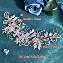 Handwoven Red Rhinestone & Golden Leaf Bridal Hair Accessory