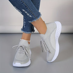 Sporty Outdoor Sneakers Women's Footwear Lace up Breathable Knit