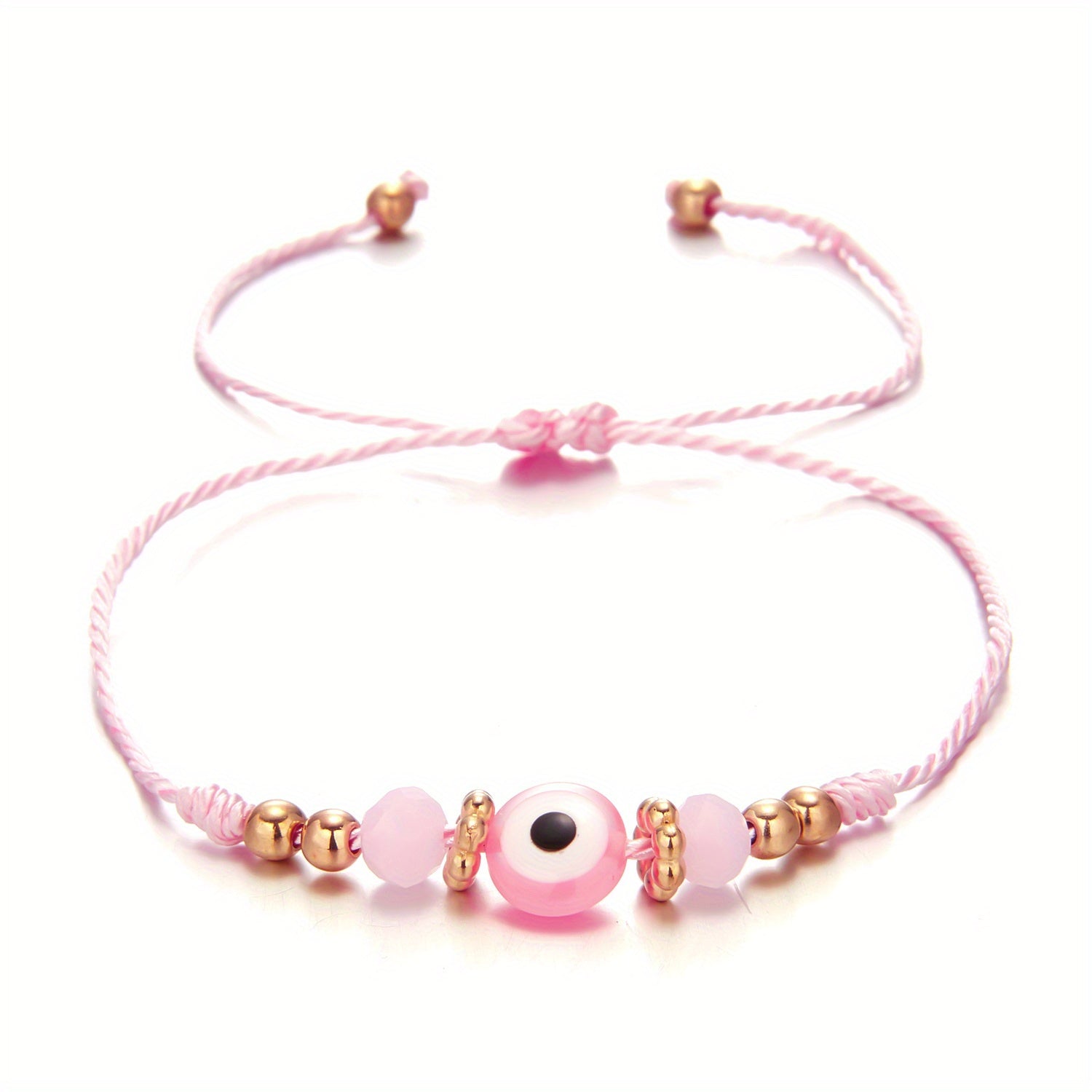 Y2K Style Beaded String Bracelet Devil's Eye Pattern Beads Adjustable Braided