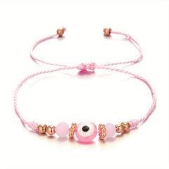 Y2K Style Beaded String Bracelet Devil's Eye Pattern Beads Adjustable Braided