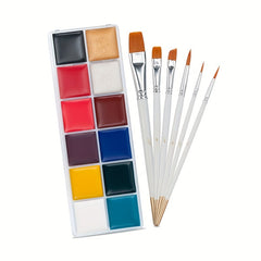 12 Colors Face Body Paint Palette with Brushes