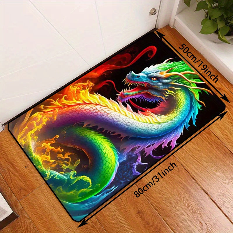 Colorful Dragon Printed Carpet Large Area Rug Soft Mat Non-slip Doormat