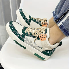 Men's Graffiti Print Walking Skate Shoes - Spring/Summer