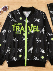 Boys Astronaut SPACE TRAVEL Windbreaker Jacket Waterproof Zip Up