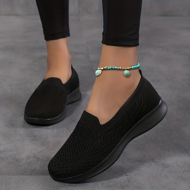 Women's Lightweight Loafers Flying Woven Walking Shoes Slip on Casual