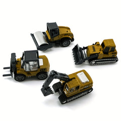 4pcs Colorful Diecast Engineering Car Set Fire Truck Forklift Excavator Roller