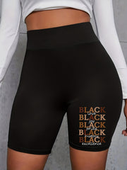 Graphic Print High Rise Biker Shorts