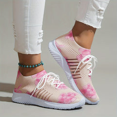 Women's Flower Pattern Lace up Front Sporty Running Shoes