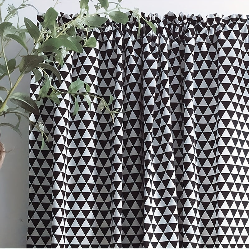 Nordic Style Triangle Pattern Curtains Geometric Short Curtains