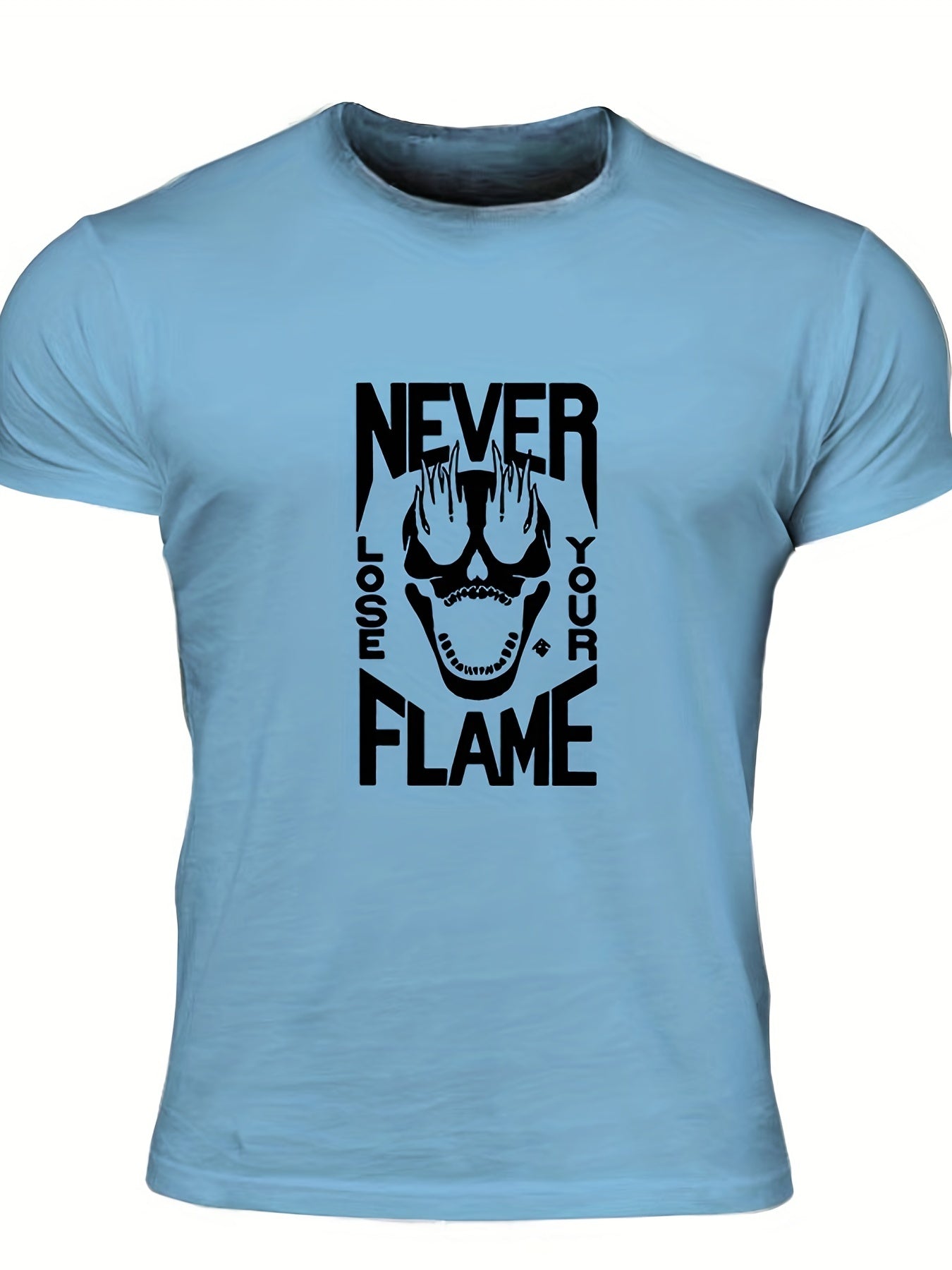 Men's Flame Skull Graphic Tee for Summer