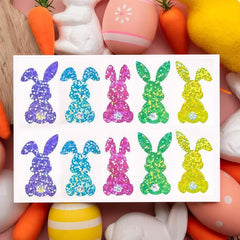 Glitter Easter Bunny Stickers 5 Colors Self Adhesive Journals Party Decor