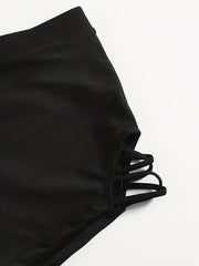 Criss Cross Side Swimwear Shorts High Stretch