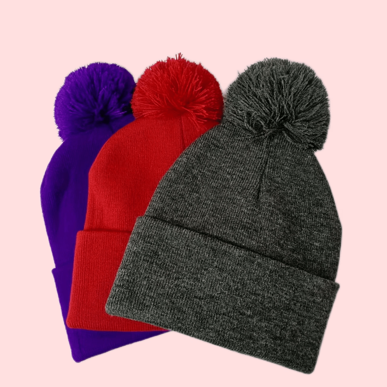 Knitted Hat With Pom Winter Coldproof Warm Beanies
