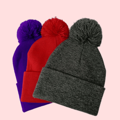 Knitted Hat With Pom Winter Coldproof Warm Beanies