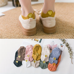 10 Pairs Heart Print Low Cut Ankle Socks Women's Stockings