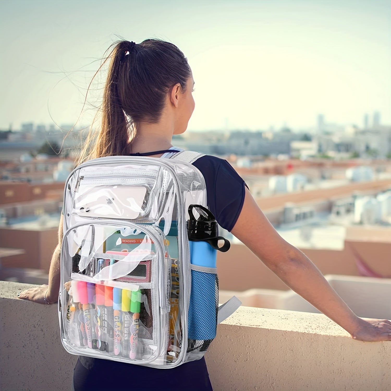 Clear Backpack Heavy Duty PVC See Through with Reinforced Straps