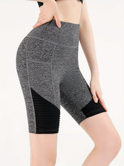 Striped Sports Shorts with Side Pockets for Women
