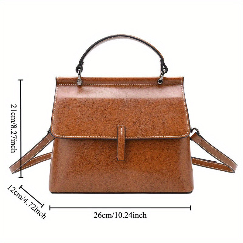Split Leather Women'S Handbag in Red Coffee