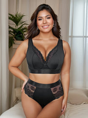 Contrast Lace Underwire Lingerie Set