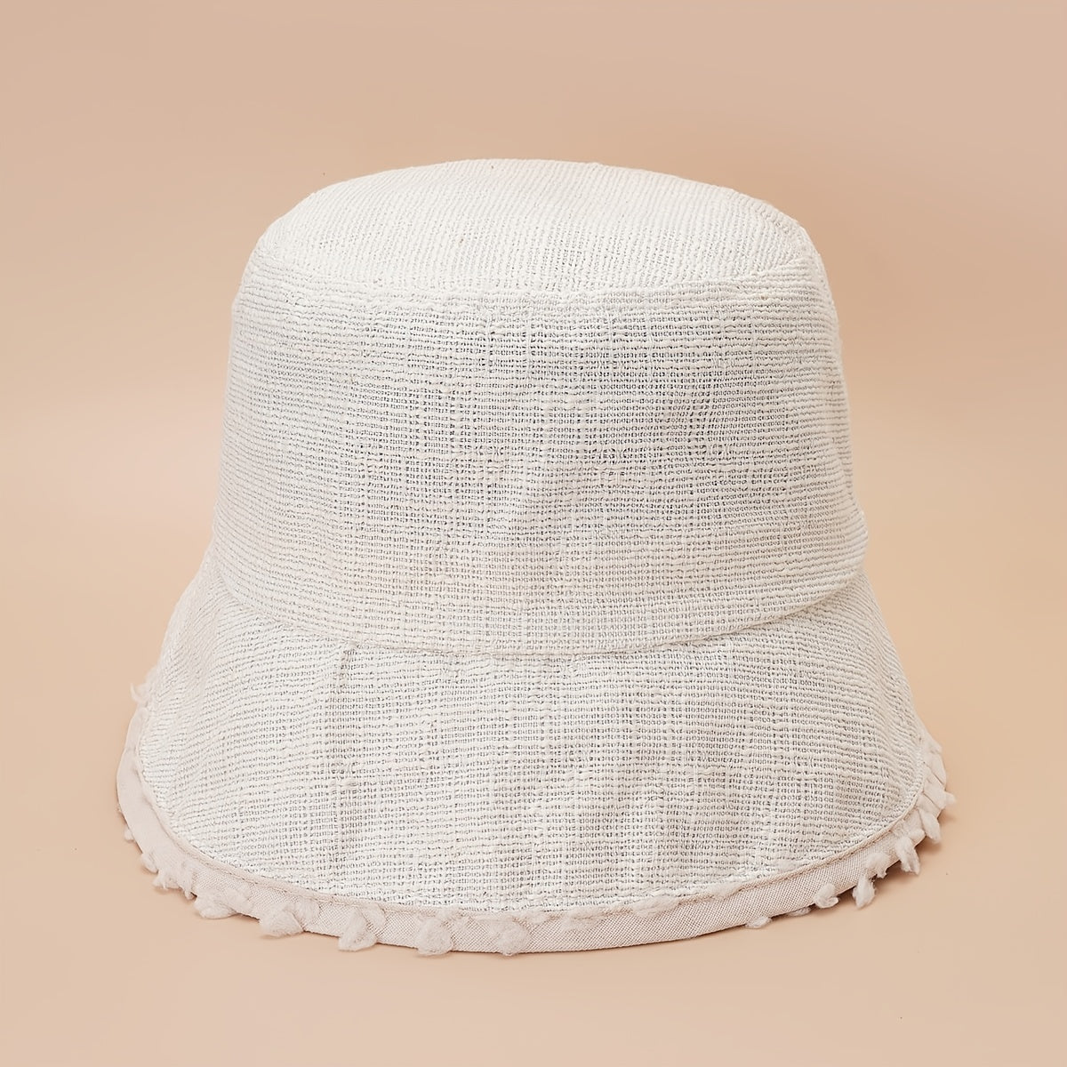 Casual Bucket Hat Cotton Blend Fisherman Cap Frayed Edges Warm Basin Hats