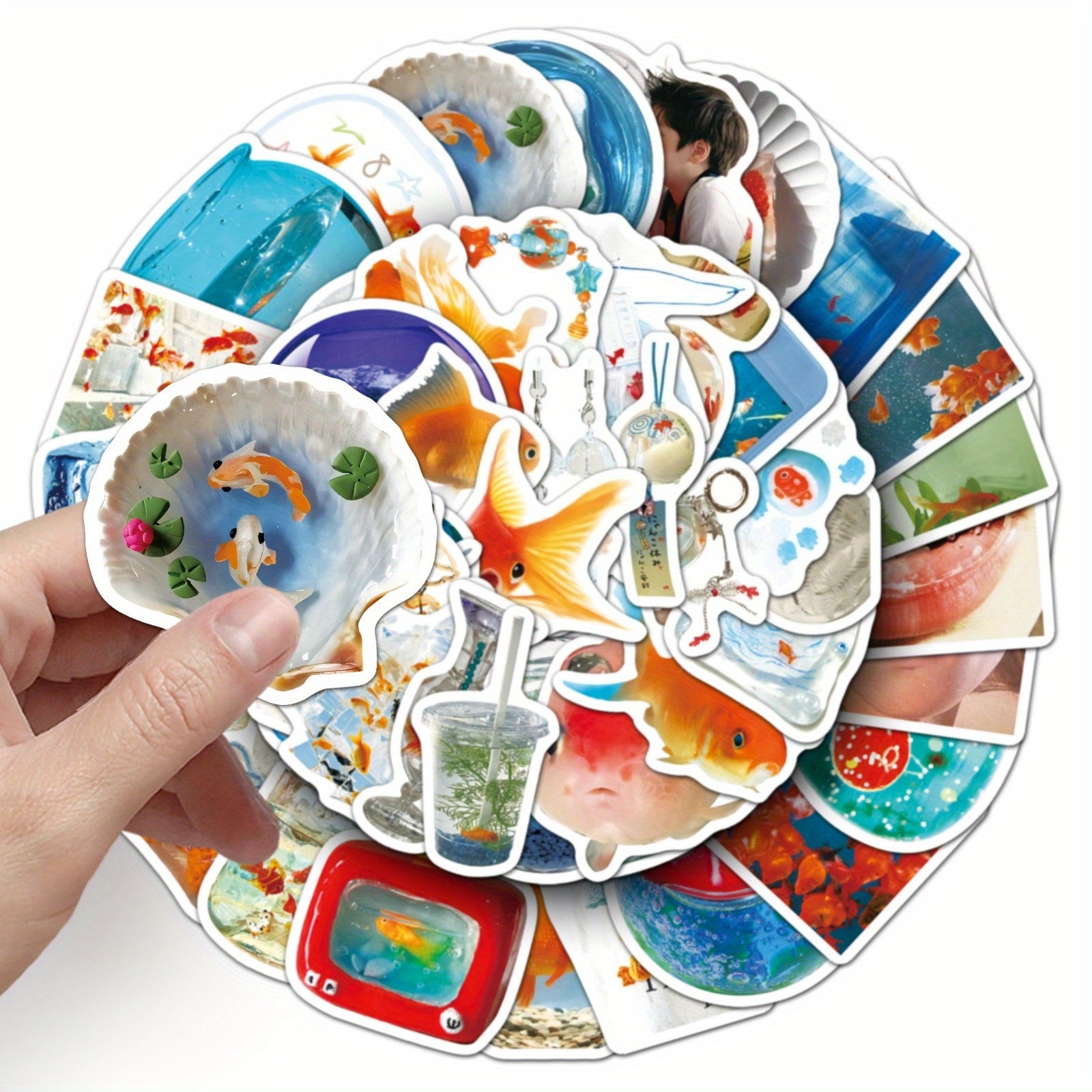 50pcs Goldfish Ins Wind Fun Cartoon Stickers Self Adhesive Vinyl Decals