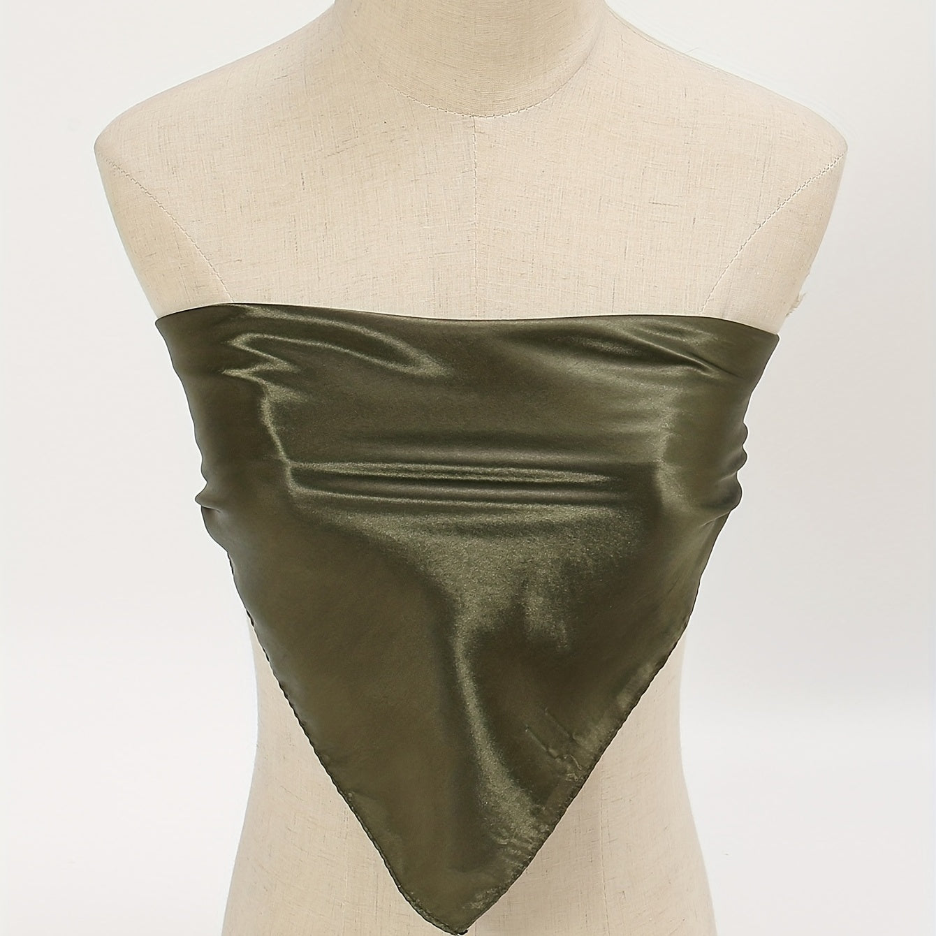 Vintage Dark Green Bandana Large Satin Square Scarf