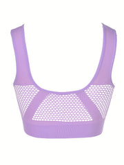 Fishnet Stitching Sports Bra Hollow Out Yoga Fitness Bra