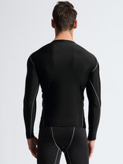 Men's Solid Compression Shirt High Stretch Crew Neck Top