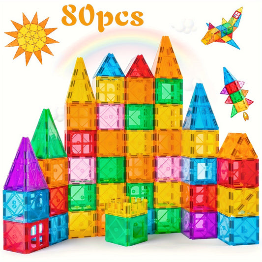 Magnetic Building Blocks Toys Kids 80pcs Learning Educational Construction
