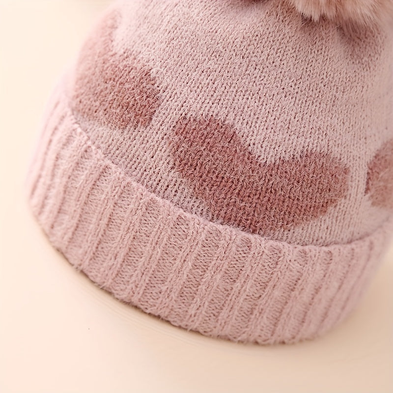 Winter Baby Hat Jacquard Love Knitted Hat Double Layer Thickened Beanie Hat