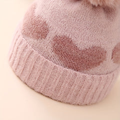 Winter Baby Hat Jacquard Love Knitted Hat Double Layer Thickened Beanie Hat