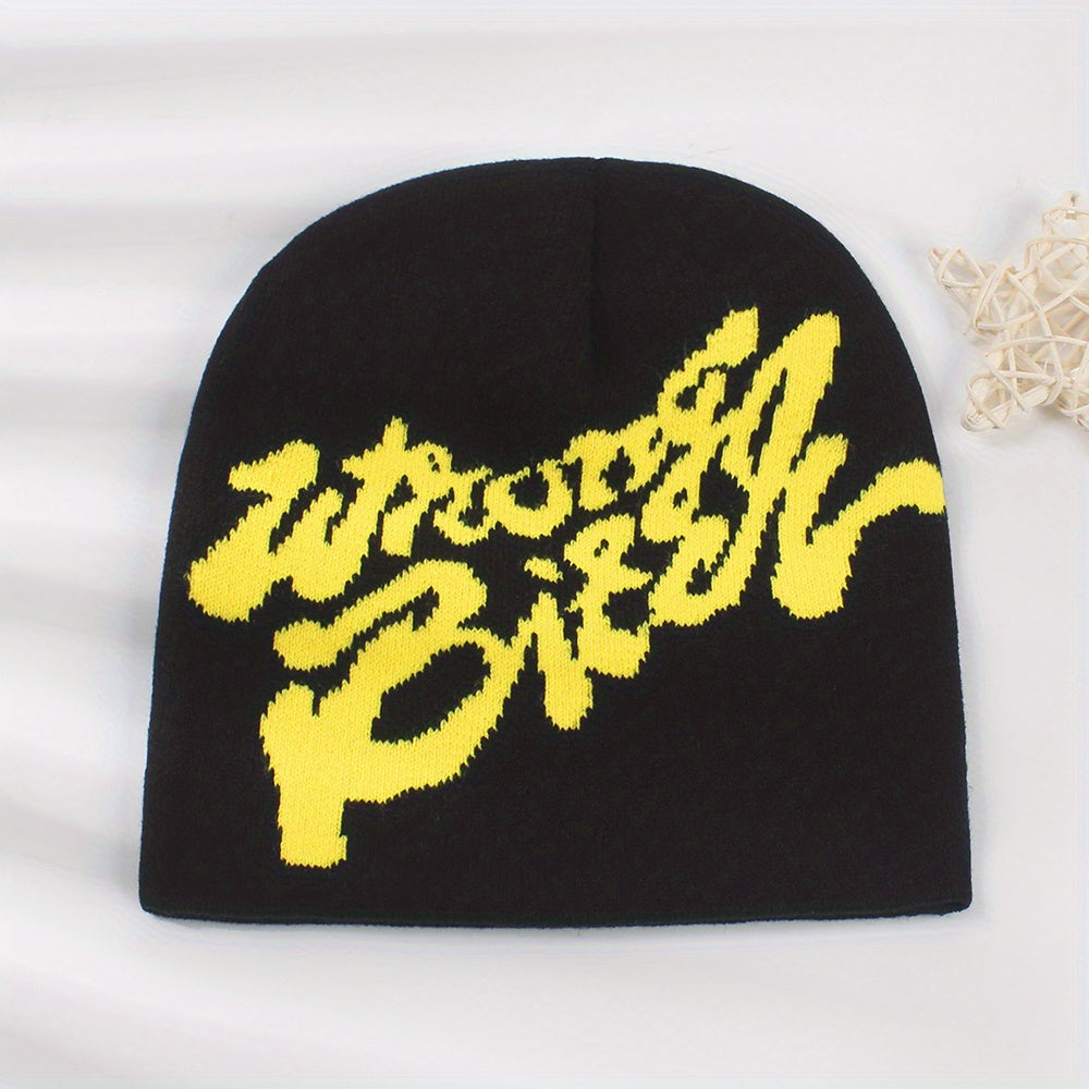 Hip Hop Unisex Beanie Classic Letter Jacquard Elastic Skull Cap Y2K Knit Hats