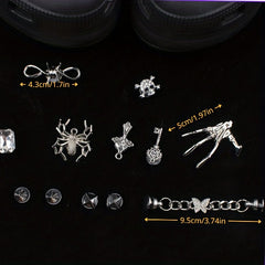 Punk Hole Shoe Accessories Rhinestone Spider Shoes Flower 14pcs