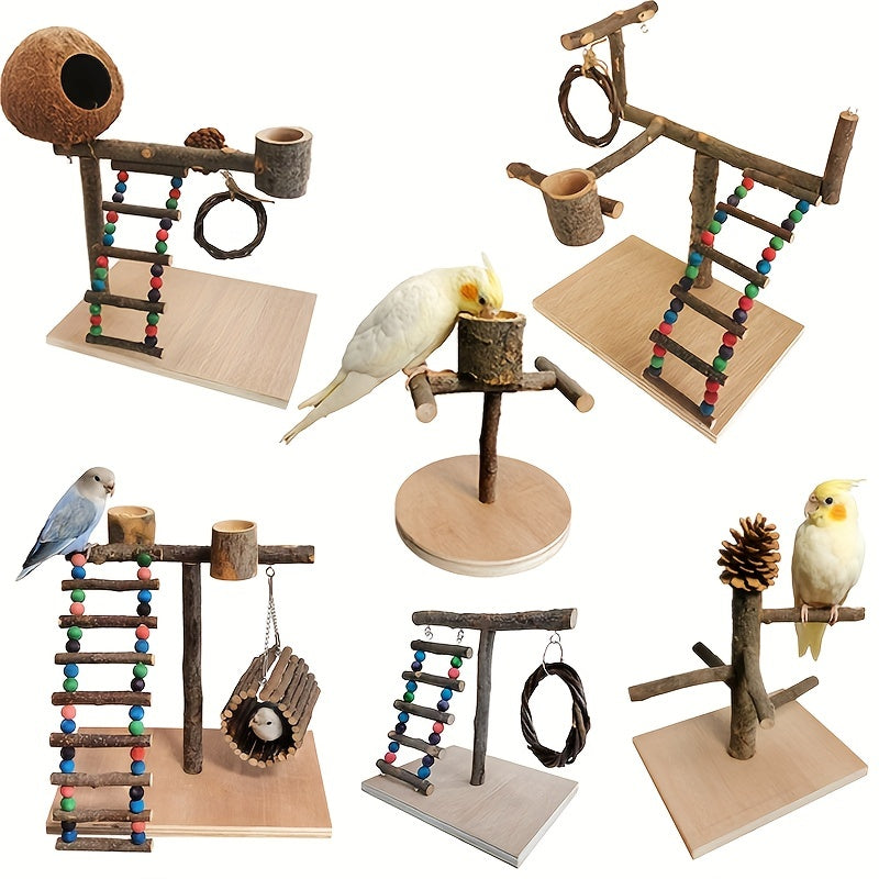 Solid Wood Parrot Stand Training Bird Rack Parrot Toy Supplies