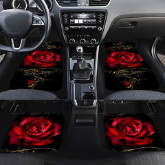 Red Rose Pattern Car Floor Mats - Set of 4