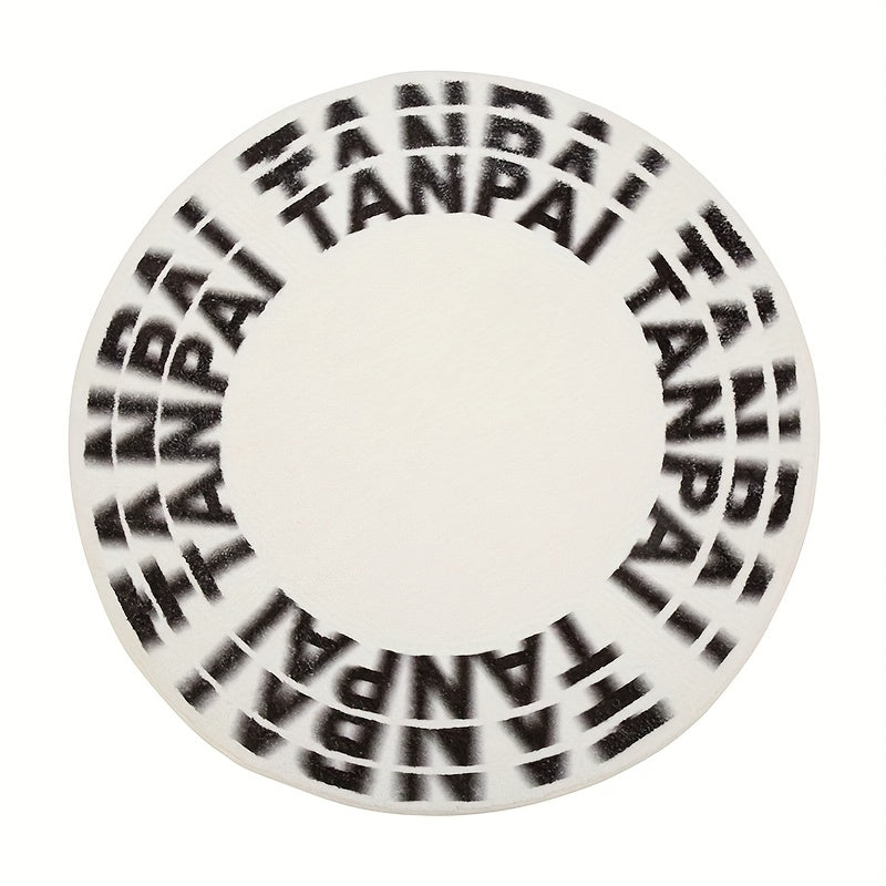 Modern Round Area Rug Ultra Durable Rugs Letter Print Non Slip Floor Mat
