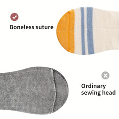 5 Pairs Boys Striped Short Crew Socks for Kids Toddlers Summer