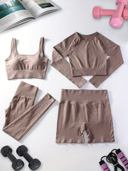 Seamless Women's Yoga Set: Top Bra Leggings Shorts Pack