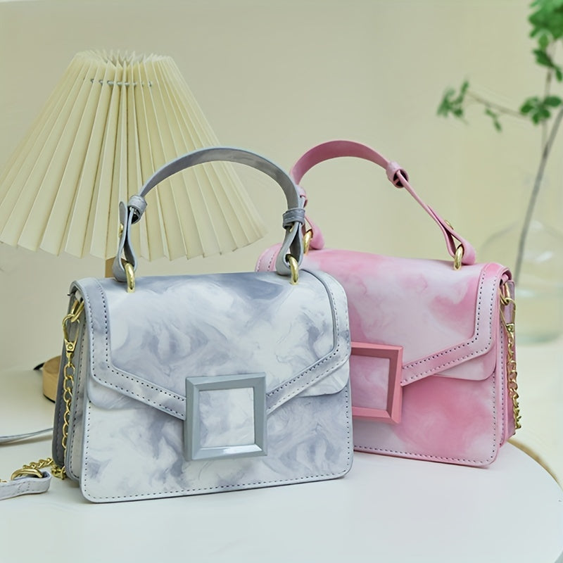 Tie Dye Small Handbag Faux Leather Chain Crossbody Bag Women's Top Handle