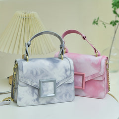 Tie Dye Small Handbag Faux Leather Chain Crossbody Bag Women's Top Handle