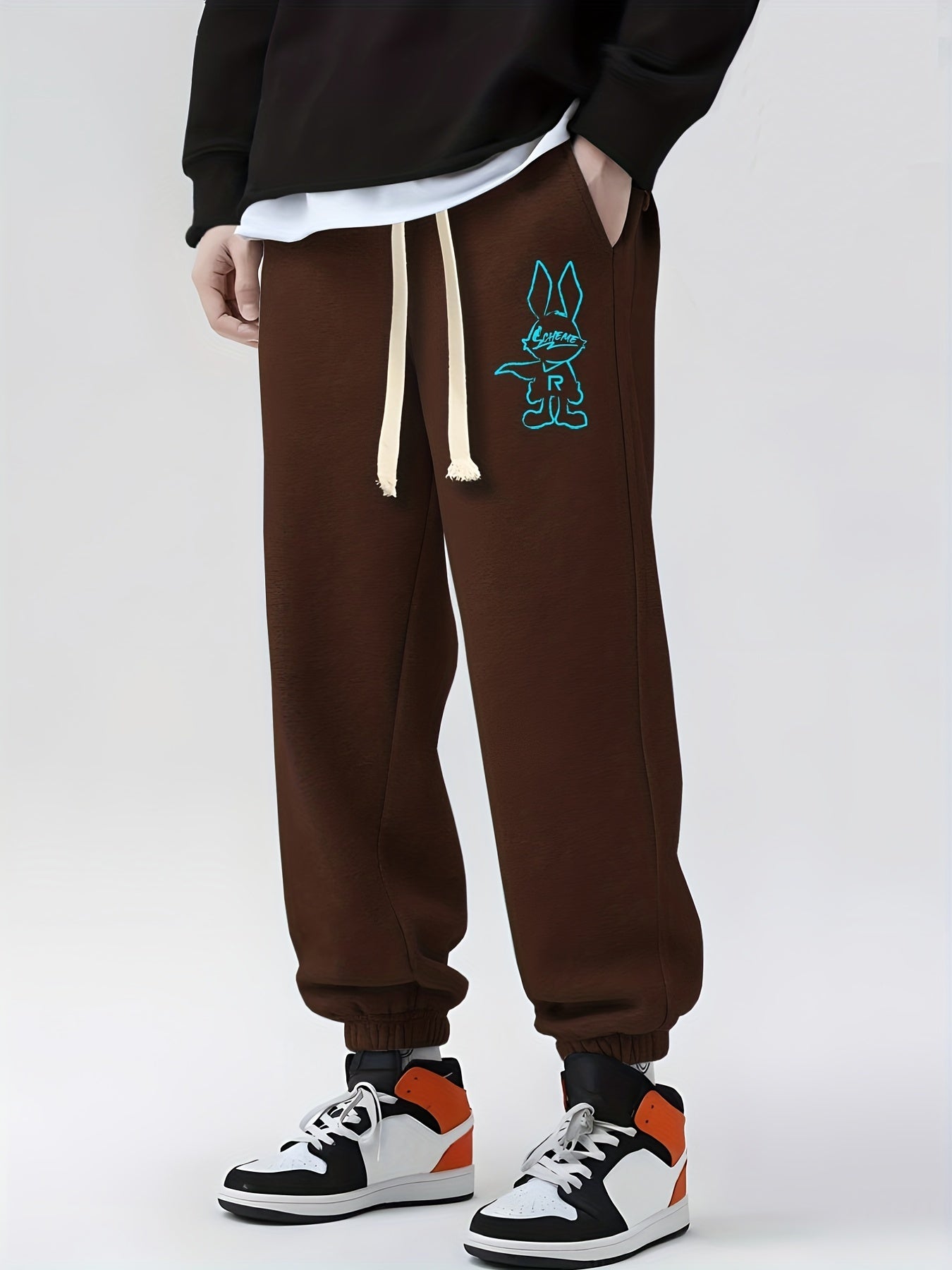 Rabbit Hero Drawstring Sweatpants Loose Fit Casual Joggers For Men
