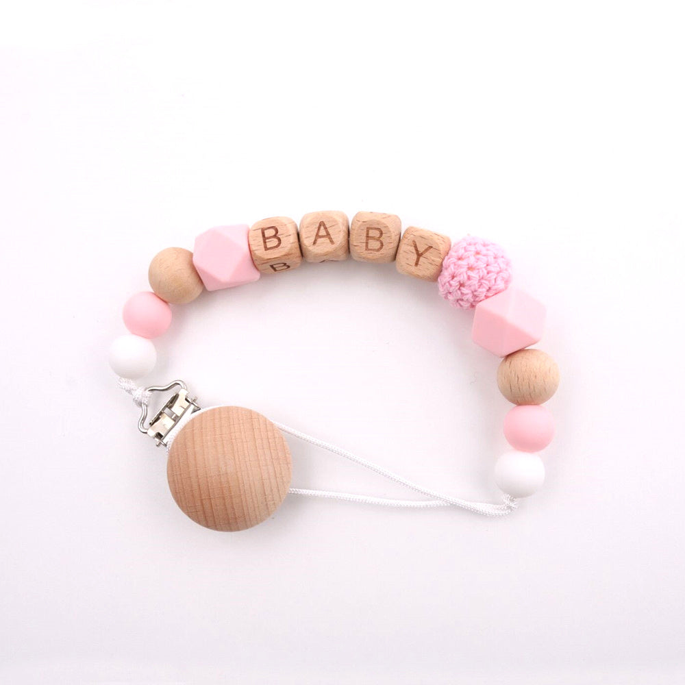Beech Wood Clip Silicon Pacifier Chain for Mother and Baby