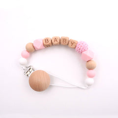 Beech Wood Clip Silicon Pacifier Chain for Mother and Baby