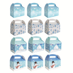12pcs Snowflake Snowman Gift Boxes Christmas Thanksgiving Year Gift