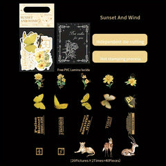 40pcs Clear Wind Half Summer Series Washi Sticker Pack Retro Material Decorative