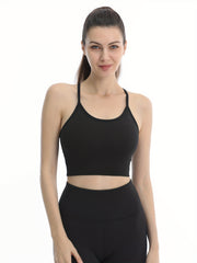 Solid Cami Sports Bra Fitness Running Outdoor Sports Cami Sleeveless Crop Top