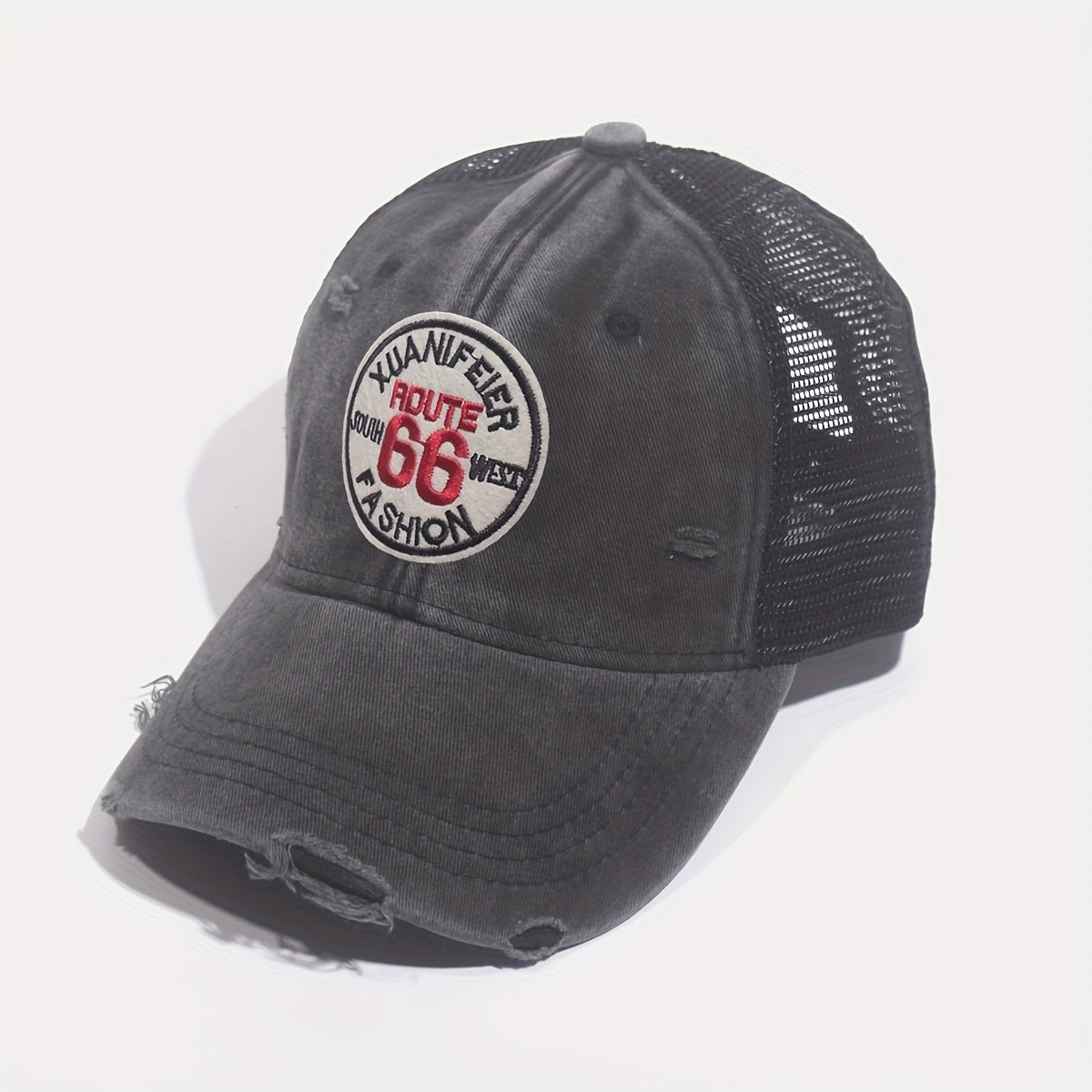 66ROUTE Patch Baseball Cap Mesh Cap Sun Hat