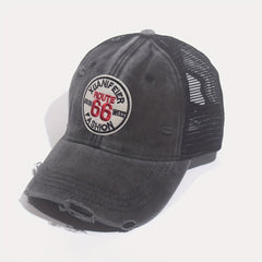 66ROUTE Patch Baseball Cap Mesh Cap Sun Hat