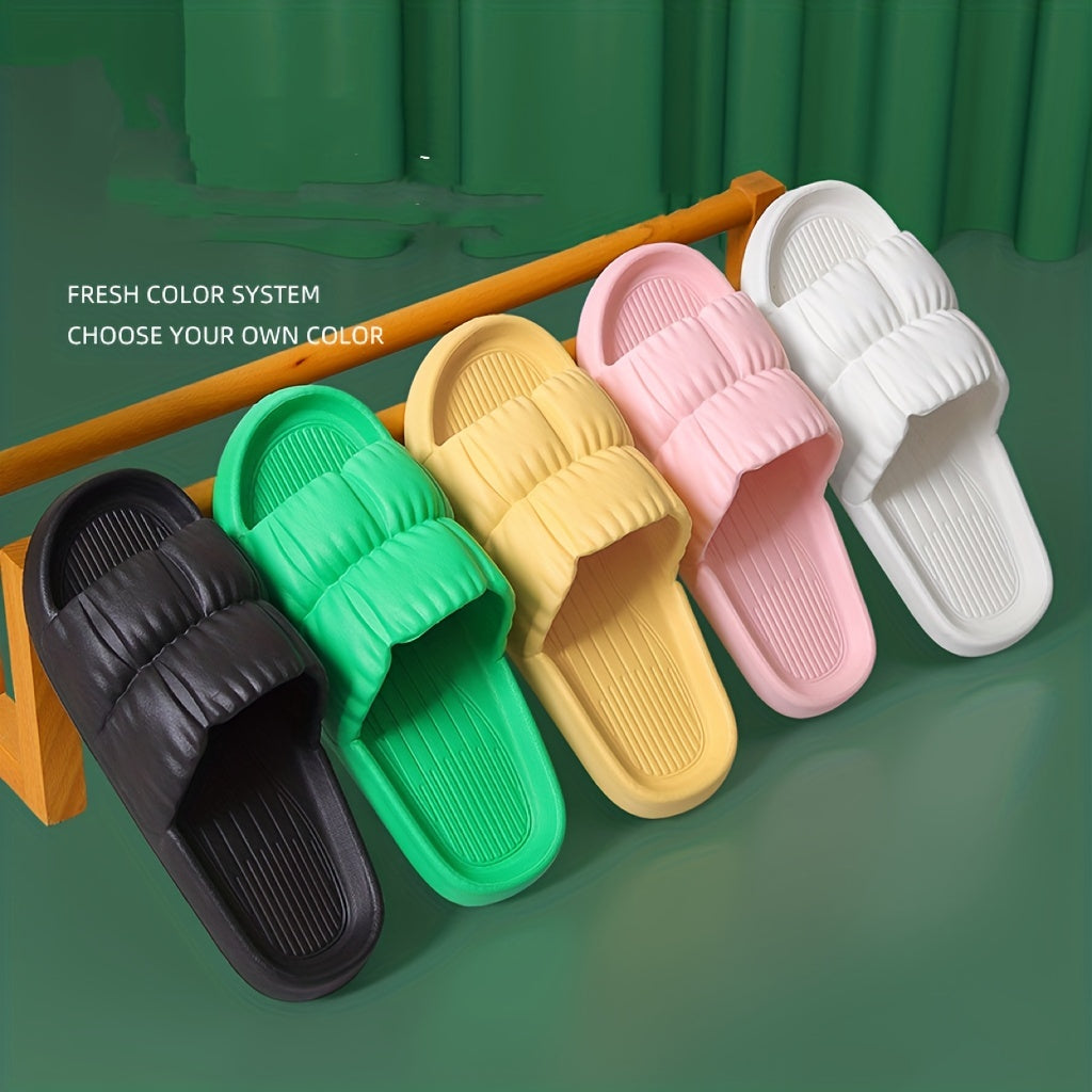 Women's Pleated Cloud Slides Soft Sole Non Slip Home Shower Slides